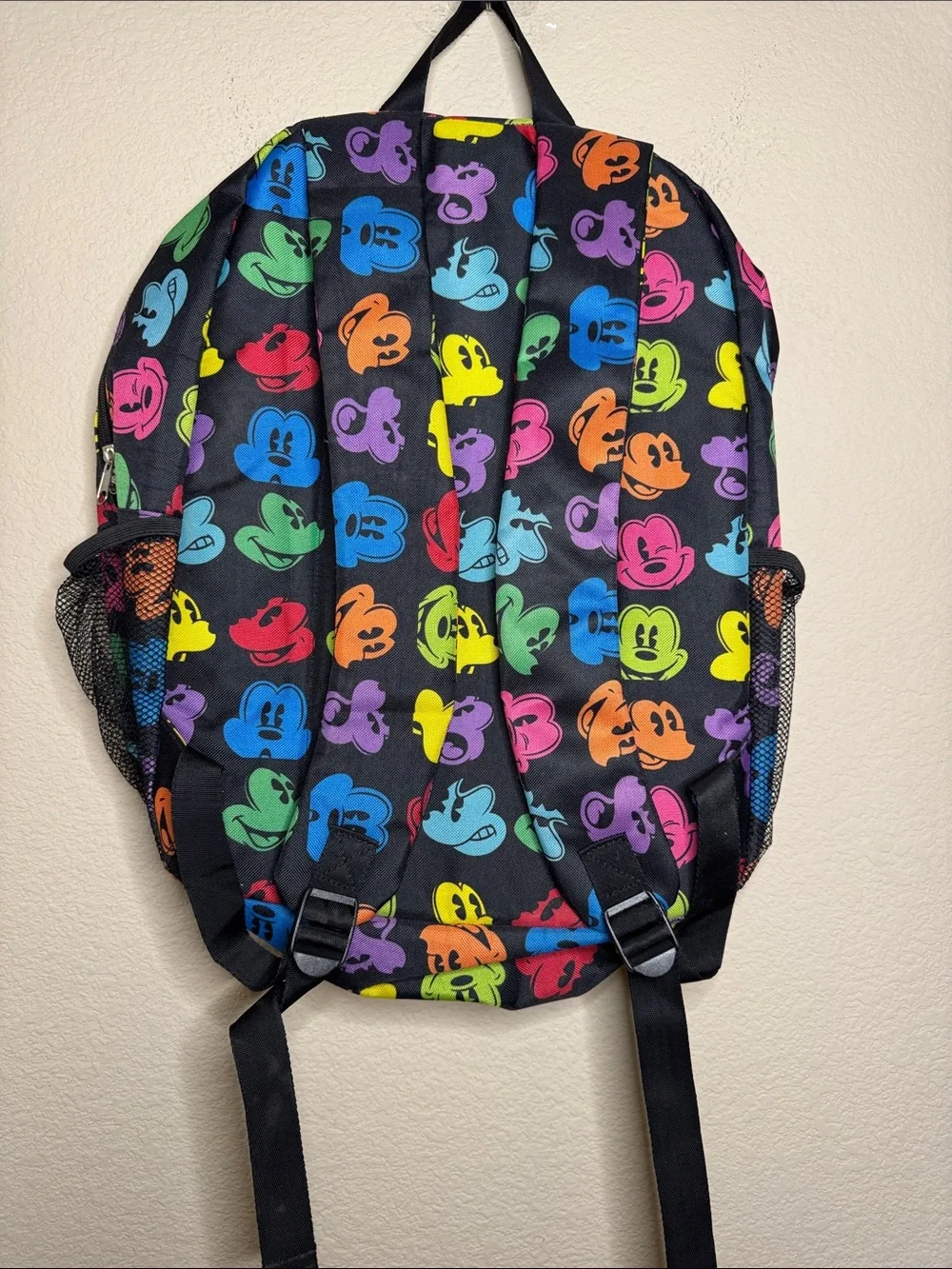 Disney Black Backpack with Multicolor Mickey Faces